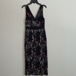 Ted Baker London Black and Purple Floral Midi Dress
